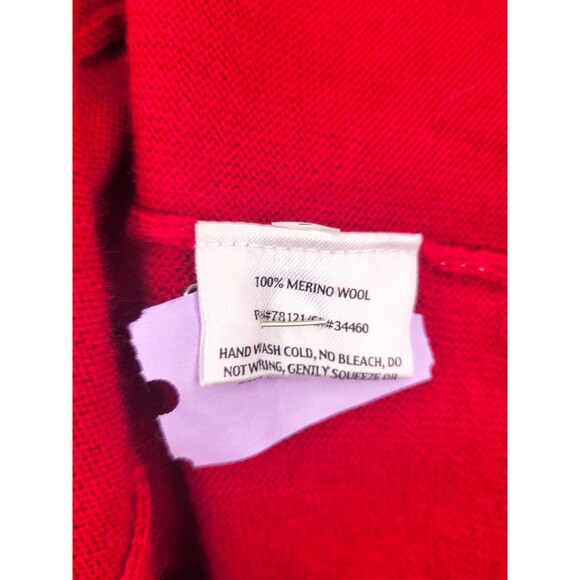 EILEEN FISHER Oversize Merino Wool Sweater Womens MED Red Hi Lo Hem Lagenlook - Picture 5 of 6